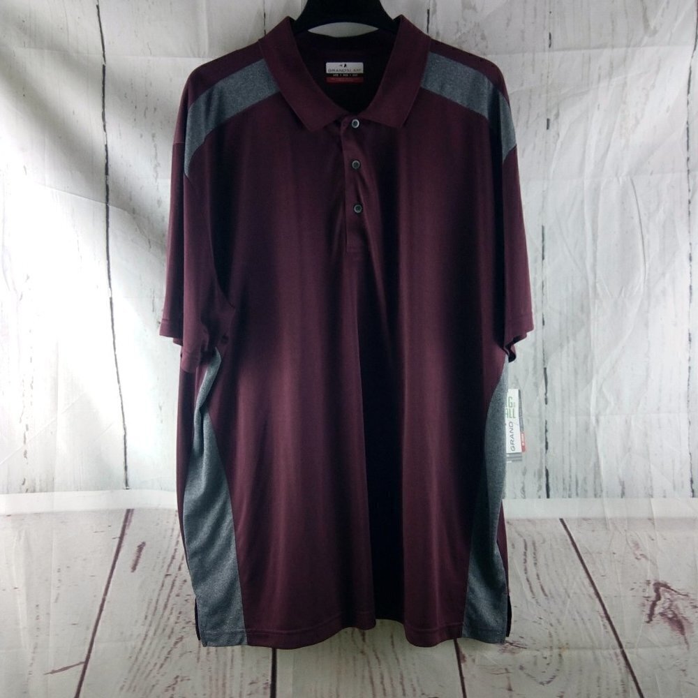 NWT $60 Grand Slam Performance Mens B&T Red Gray Golf Polo Shirt Size 3XB